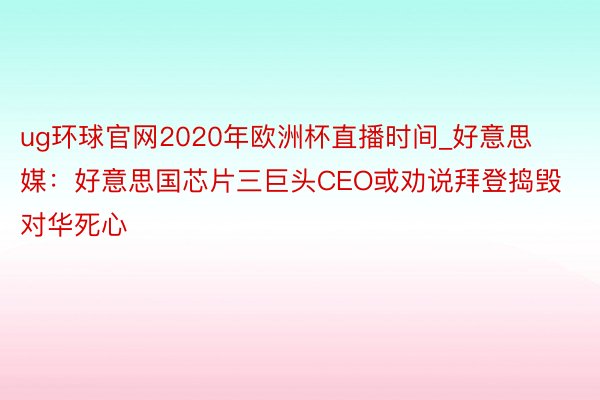 ug环球官网2020年欧洲杯直播时间_好意思媒：好意思国芯片三巨头CEO或劝说拜登捣毁对华死心