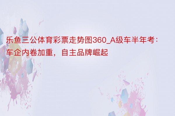 乐鱼三公体育彩票走势图360_A级车半年考：车企内卷加重，自主品牌崛起