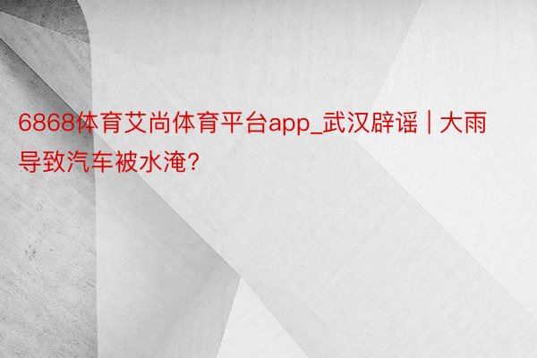 6868体育艾尚体育平台app_武汉辟谣 | 大雨导致汽车被水淹?