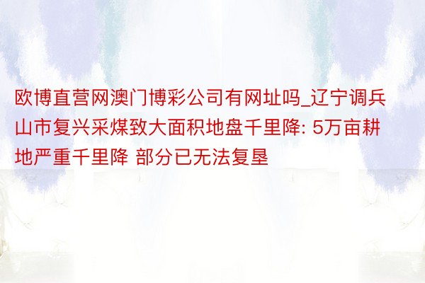 欧博直营网澳门博彩公司有网址吗_辽宁调兵山市复兴采煤致大面积地盘千里降: 5万亩耕地严重千里降 部分已无法复垦